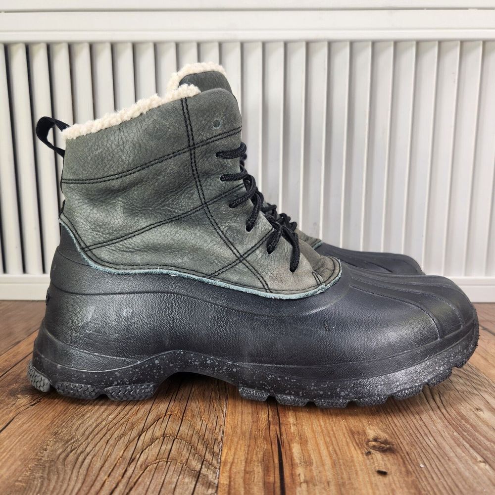 Sperry Duck Float Boots Men Sz 8M Green Leather Rubber Rain Lined Outdoors Ankle